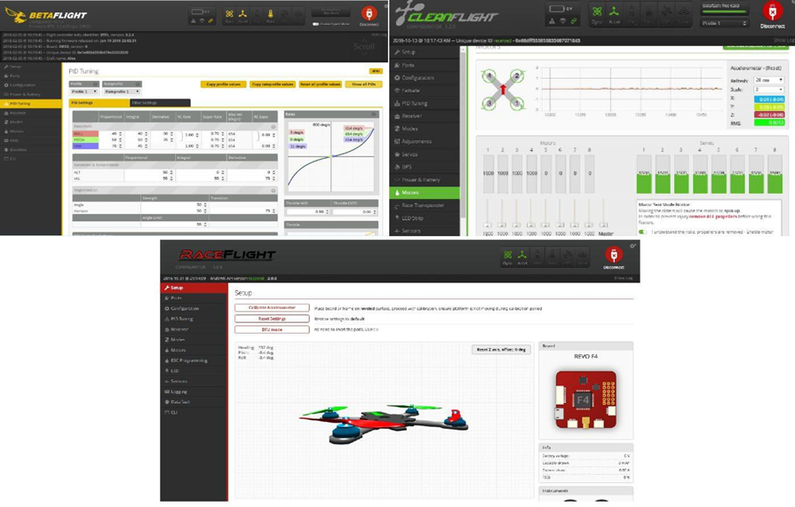 1 – Betaflight Configurator); 2 – CleanFlight Configurator; 3 – Raceflight Configurator.