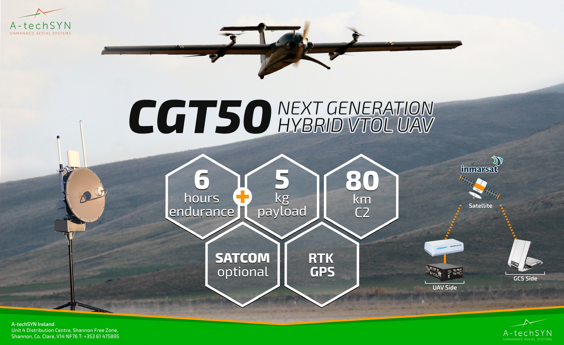 A-techSYN CGT50 VTOL — официальный вид беспилотного самолёта с вертикальным взлётом и посадкой